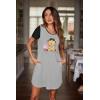 Ekouaer Nightgowns for Women Soft Sleep Shirts with Pockets Short Sleeves Printed Crewneck Nightshirt S-XXXL(Grey Tennis Teddy Bear)