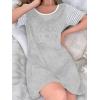 Ekouaer Nightgowns for Women Soft Sleep Shirts with Pockets Short Sleeves Printed Crewneck Nightshirt S-XXXL(Light Grey)