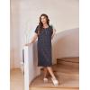 Ekouaer Nightgowns for Women with Pockets Button Front Short Sleeve House Dresses Floral Print Mumu Dress(Black)