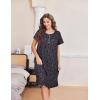 Ekouaer Nightgowns for Women with Pockets Button Front Short Sleeve House Dresses Floral Print Mumu Dress(Black)