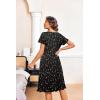 Ekouaer Nightgowns for Women with Pockets Button Front Short Sleeve House Dresses Floral Print Mumu Dress(Black Butterfly Floral)