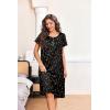 Ekouaer Nightgowns for Women with Pockets Button Front Short Sleeve House Dresses Floral Print Mumu Dress(Black Butterfly Floral)