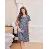 Ekouaer Nightgowns for Women with Pockets Button Front Short Sleeve House Dresses Floral Print Mumu Dress(Black Flower)