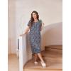 Ekouaer Nightgowns for Women with Pockets Button Front Short Sleeve House Dresses Floral Print Mumu Dress(Black Flower)