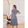 Ekouaer Nightgowns for Women with Pockets Button Front Short Sleeve House Dresses Floral Print Mumu Dress(Black Flower)