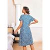 Ekouaer Nightgowns for Women with Pockets Button Front Short Sleeve House Dresses Floral Print Mumu Dress(Blue)