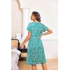 Ekouaer Nightgowns for Women with Pockets Button Front Short Sleeve House Dresses Floral Print Mumu Dress(Green)