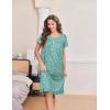 Ekouaer Nightgowns for Women with Pockets Button Front Short Sleeve House Dresses Floral Print Mumu Dress(Green Flower)