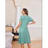 Ekouaer Nightgowns for Women with Pockets Button Front Short Sleeve House Dresses Floral Print Mumu Dress(Green Flower)