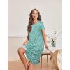 Ekouaer Nightgowns for Women with Pockets Button Front Short Sleeve House Dresses Floral Print Mumu Dress(Green Flower)