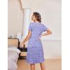 Ekouaer Nightgowns for Women with Pockets Button Front Short Sleeve House Dresses Floral Print Mumu Dress(Lavender)
