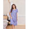 Ekouaer Nightgowns for Women with Pockets Button Front Short Sleeve House Dresses Floral Print Mumu Dress(Lavender)