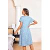Ekouaer Nightgowns for Women with Pockets Button Front Short Sleeve House Dresses Floral Print Mumu Dress(Light Blue)