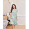 Ekouaer Nightgowns for Women with Pockets Button Front Short Sleeve House Dresses Floral Print Mumu Dress(Light Green Daisy)