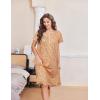 Ekouaer Nightgowns for Women with Pockets Button Front Short Sleeve House Dresses Floral Print Mumu Dress(Orange Flower)