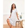 Ekouaer Nightgowns for Women with Pockets Button Front Short Sleeve House Dresses Floral Print Mumu Dress(Purple Flower)
