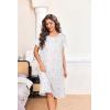 Ekouaer Nightgowns for Women with Pockets Button Front Short Sleeve House Dresses Floral Print Mumu Dress(Purple Flower)