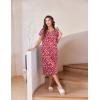 Ekouaer Nightgowns for Women with Pockets Button Front Short Sleeve House Dresses Floral Print Mumu Dress(Red Flower)