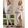 Ekouaer Nursing Pajama Set Long Sleeve Maternity Clothes Labor Pregnancy Pjs Breastfeeding Thermal Underwear Sleepwear(Ash Light Gray Stripe)