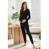 Ekouaer Nursing Pajama Set Long Sleeve Maternity Clothes Labor Pregnancy Pjs Breastfeeding Thermal Underwear Sleepwear(Black)