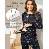Ekouaer Nursing Pajama Set Long Sleeve Maternity Clothes Labor Pregnancy Pjs Breastfeeding Thermal Underwear Sleepwear(Black Colorful Star)