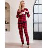Ekouaer Nursing Pajama Set Long Sleeve Maternity Clothes Labor Pregnancy Pjs Breastfeeding Thermal Underwear Sleepwear(Black Red Plaid)