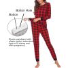 Ekouaer Nursing Pajama Set Long Sleeve Maternity Clothes Labor Pregnancy Pjs Breastfeeding Thermal Underwear Sleepwear(Black Red Plaid)