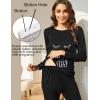 Ekouaer Nursing Pajama Set Long Sleeve Maternity Clothes Labor Pregnancy Pjs Breastfeeding Thermal Underwear Sleepwear(Black Sleep Eyes)
