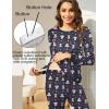 Ekouaer Nursing Pajama Set Long Sleeve Maternity Clothes Labor Pregnancy Pjs Breastfeeding Thermal Underwear Sleepwear(Black Star Beer)