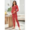 Ekouaer Nursing Pajama Set Long Sleeve Maternity Clothes Labor Pregnancy Pjs Breastfeeding Thermal Underwear Sleepwear(Christmas Red)