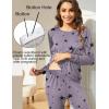 Ekouaer Nursing Pajama Set Long Sleeve Maternity Clothes Labor Pregnancy Pjs Breastfeeding Thermal Underwear Sleepwear(Grey Star)