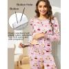Ekouaer Nursing Pajama Set Long Sleeve Maternity Clothes Labor Pregnancy Pjs Breastfeeding Thermal Underwear Sleepwear(Pink Beige Beer Stripe)