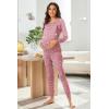 Ekouaer Nursing Pajama Set Long Sleeve Maternity Clothes Labor Pregnancy Pjs Breastfeeding Thermal Underwear Sleepwear(Pink Leopard)