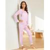 Ekouaer Nursing Pajama Set Long Sleeve Maternity Clothes Labor Pregnancy Pjs Breastfeeding Thermal Underwear Sleepwear(Pink Stripe)