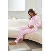 Ekouaer Nursing Pajama Set Long Sleeve Maternity Clothes Labor Pregnancy Pjs Breastfeeding Thermal Underwear Sleepwear(Pink Stripe)