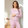 Ekouaer Nursing Pajama Set Long Sleeve Maternity Clothes Labor Pregnancy Pjs Breastfeeding Thermal Underwear Sleepwear(Pink Stripe)