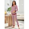 Ekouaer Nursing Pajama Set Long Sleeve Maternity Clothes Labor Pregnancy Pjs Breastfeeding Thermal Underwear Sleepwear(Red Beige Beer Stripe)