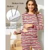 Ekouaer Nursing Pajama Set Long Sleeve Maternity Clothes Labor Pregnancy Pjs Breastfeeding Thermal Underwear Sleepwear(Red Beige Beer Stripe)