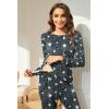 Ekouaer Nursing Pajama Set Long Sleeve Maternity Clothes Labor Pregnancy Pjs Breastfeeding Thermal Underwear Sleepwear(Strar Dark Gray)