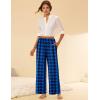 Ekouaer Pajama Pants for Women Soft Comfy Pajama Bottoms Casual Stretch Wide Leg Pants with Pockets(Black Blue Plaid)