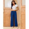 Ekouaer Pajama Pants for Women Soft Comfy Pajama Bottoms Casual Stretch Wide Leg Pants with Pockets(Black Blue Plaid)