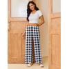 Ekouaer Pajama Pants for Women Soft Comfy Pajama Bottoms Casual Stretch Wide Leg Pants with Pockets(Black White Plaid)
