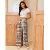 Ekouaer Pajama Pants for Women Soft Comfy Pajama Bottoms Casual Stretch Wide Leg Pants with Pockets(Brown Plaid Teddy)