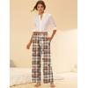 Ekouaer Pajama Pants for Women Soft Comfy Pajama Bottoms Casual Stretch Wide Leg Pants with Pockets(Brown Plaid Teddy)