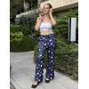 Ekouaer Pajama Pants for Women Soft Comfy Pajama Bottoms Casual Stretch Wide Leg Pants with Pockets(Navy Print)