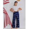 Ekouaer Pajama Pants for Women Soft Comfy Pajama Bottoms Casual Stretch Wide Leg Pants with Pockets(Navy Print)