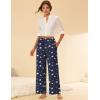 Ekouaer Pajama Pants for Women Soft Comfy Pajama Bottoms Casual Stretch Wide Leg Pants with Pockets(Navy Print)