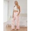 Ekouaer Pajama Pants for Women Soft Comfy Pajama Sleep Bottoms Casual Stretch Wide Leg Lounge Pants with Pockets(Apricot Teddy)