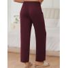 Ekouaer Pajama Pants for Women Soft Comfy Pajama Sleep Bottoms Casual Stretch Wide Leg Lounge Pants with Pockets(Dark Red)