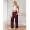 Ekouaer Pajama Pants for Women Soft Comfy Pajama Sleep Bottoms Casual Stretch Wide Leg Lounge Pants with Pockets(Dark Red)